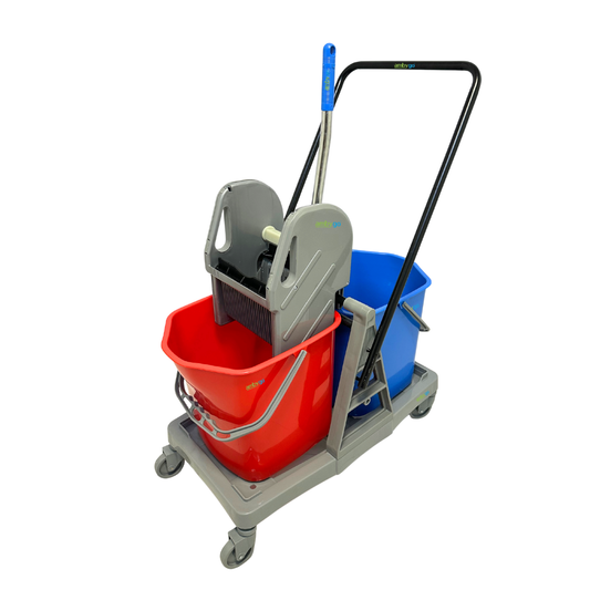 2 Bucket Mop Wringer Trolley