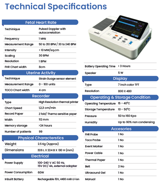Maestros Maestros CTG 150 Mini Portable Fetal Monitor