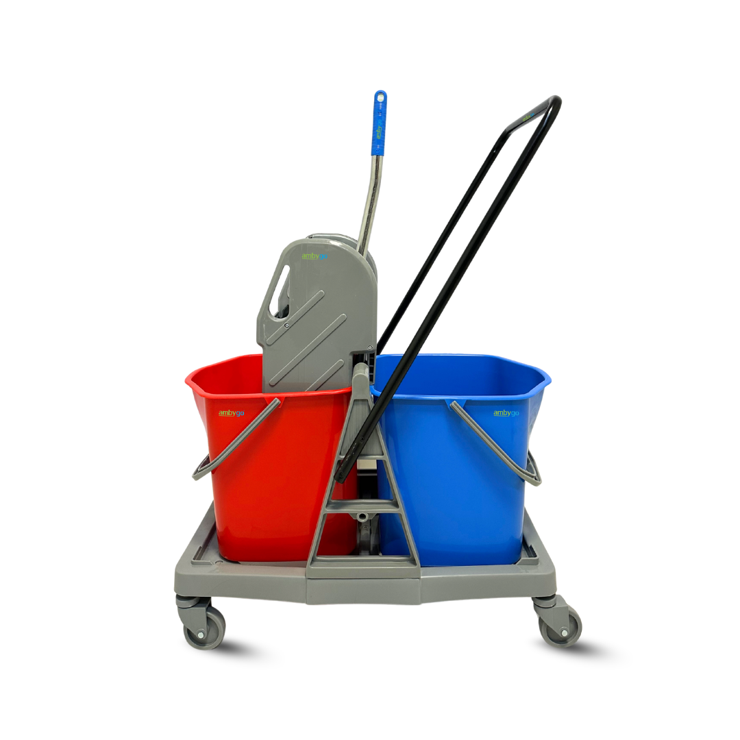2 Bucket Mop Wringer Trolley