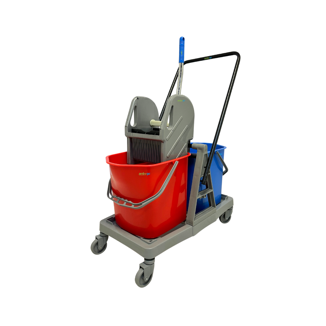 2 Bucket Mop Wringer Trolley