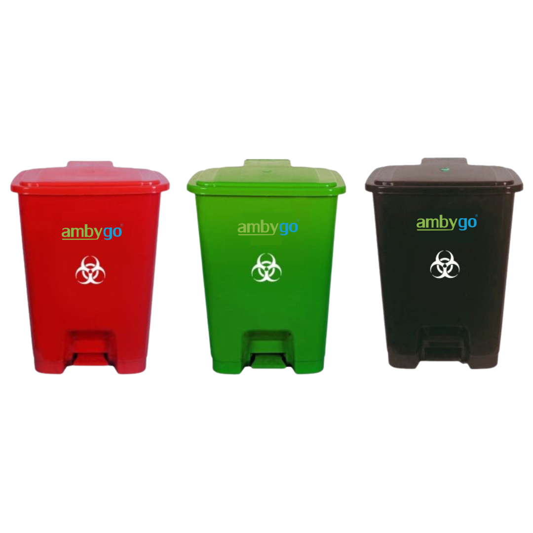 Ambygo® Bio Medical Waste Bins, Pedal Dustbin (Pack of 3)