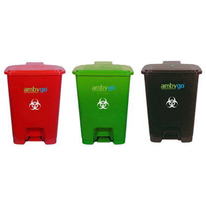 Ambygo® Bio Medical Waste Bins, Pedal Dustbin (Pack of 3)