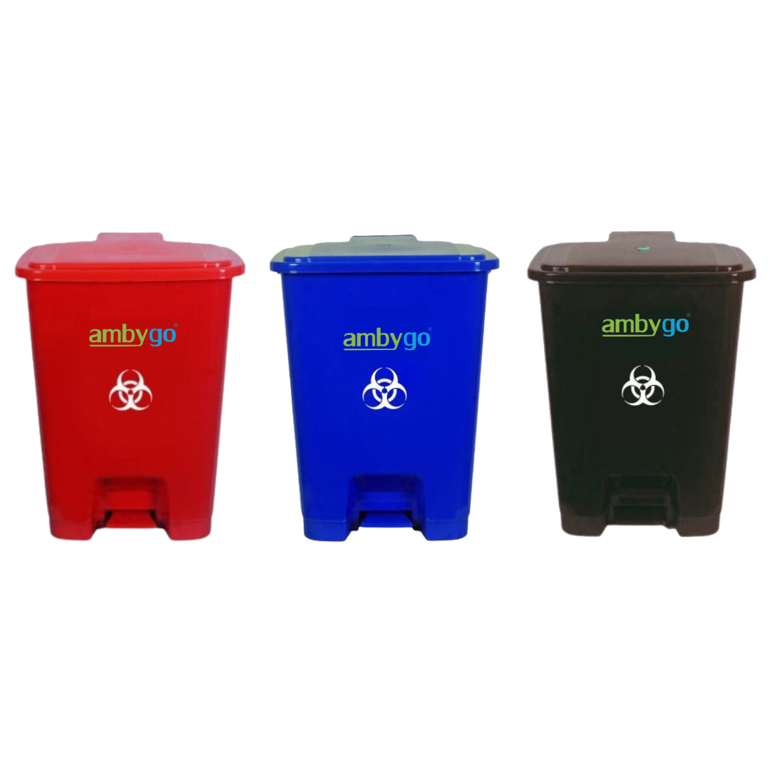 Ambygo® Bio Medical Waste Bins, Pedal Dustbin (Pack of 3)