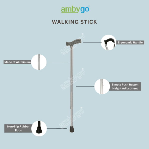 Ambygo® Walking Stick Aluminium Single Leg