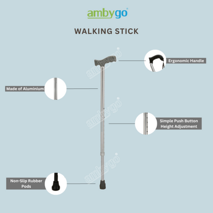 Ambygo® Walking Stick Aluminium Single Leg
