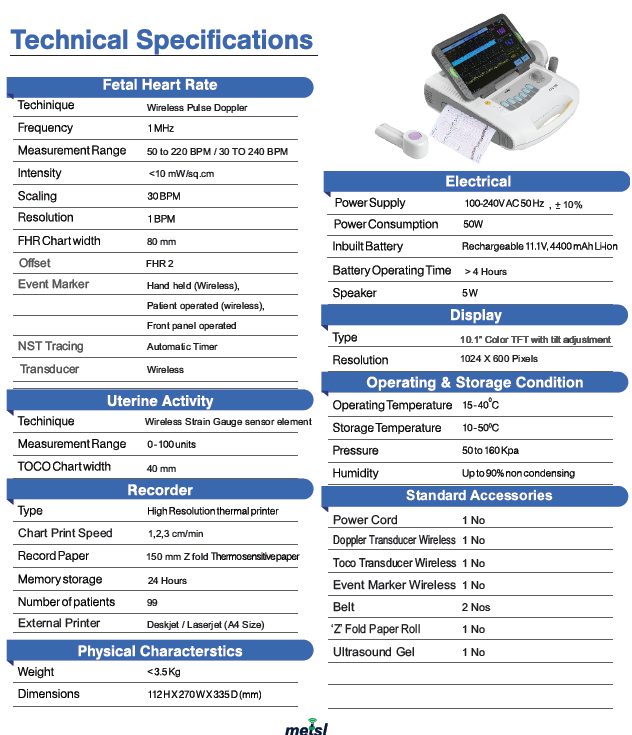 Maestros CTG 150 Wireless Fetal Monitor