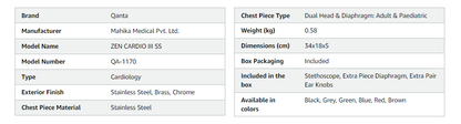 QANTA Stethoscope ZEN CARDIO III SS